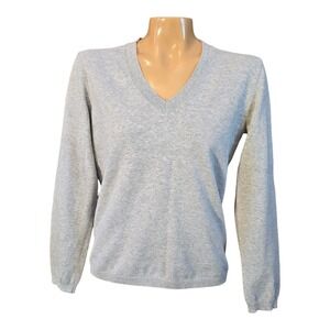 Tommy Hilfiger Women V Neck Light Gray Silver Sweater Pima Cotton  Size Medium